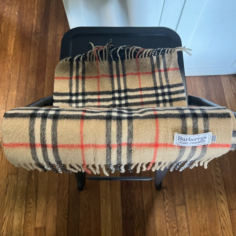 Burberry Beige and Black Checkered Cashmere Scarf
